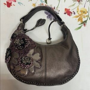 BRIGHTON FABIOLA 3D FLORAL Rare MASTERPIECE EMBROIDERED SHOULDER HANDBAG $450